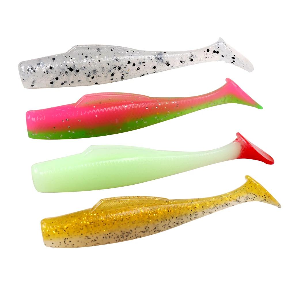TEUKIM 6 pièces TPR doux ver Shad 80mm 4.8g roche Shiner leurres de pêche mer appât flottant doux le