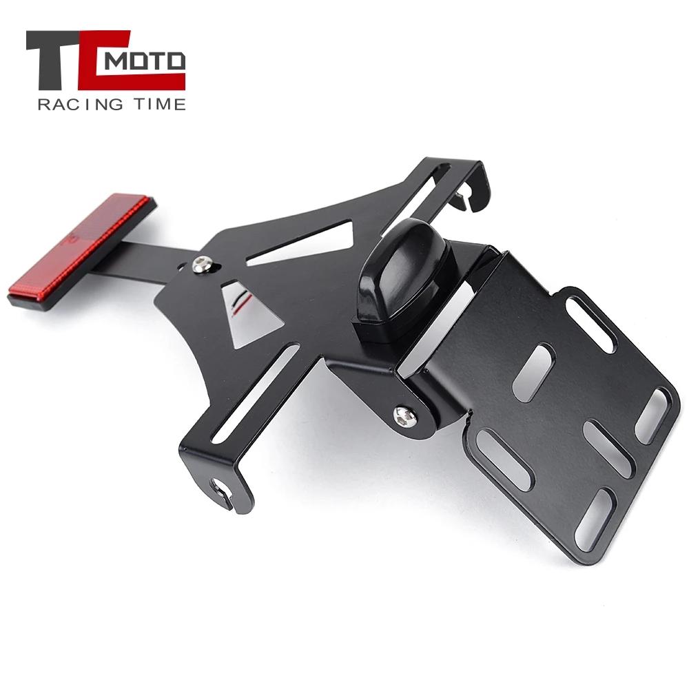 Support de cadre arrière de plaque d'immatriculation arrière réglable pour moto, avec lumière LED, a