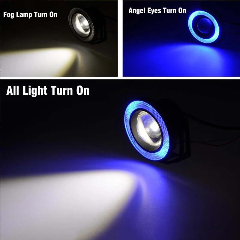 2 pièces 3.0 Angel Eyes antibrouillard 12V universel 2.5 COB LED lampe DRL 3.5 feux de conduite blan