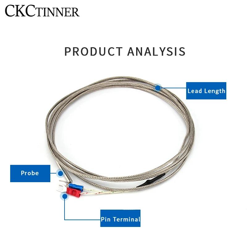 Thermocouple de Type K 4x30mm, 1/2/3/4/5M, Type de sonde, fil tressé blindé, capteur de température