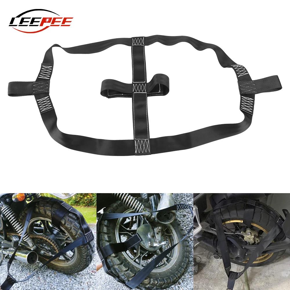 Support de roue arrière de moto, 1000KG, chaînes de pneus, ceinture de harnais, sangle de remorquage