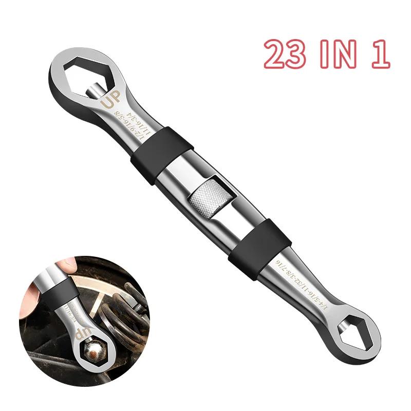 Jeu de clés universelles 23 en 1, cliquets réglables, 7-19mm, CR-V clés, multi-outils manuels flexib