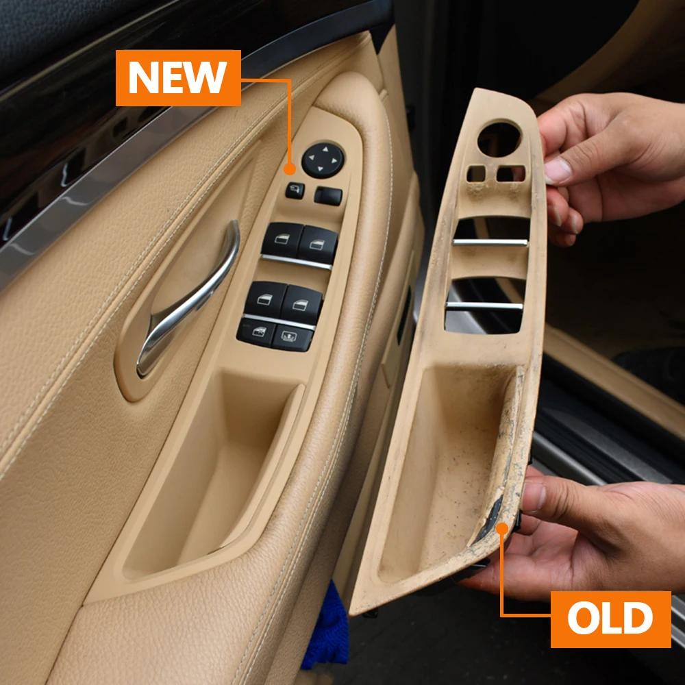 Panneau d'accoudoir de porte F10, intérieur de voiture avant gauche, Beige, noir, marron, poignée de