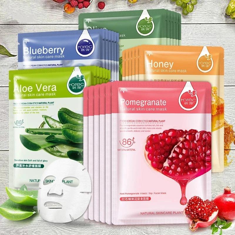 30 pièces/lot BIOAQUA feuille de soin de la peau masque aloès Olives grenade algues lot masque Facia