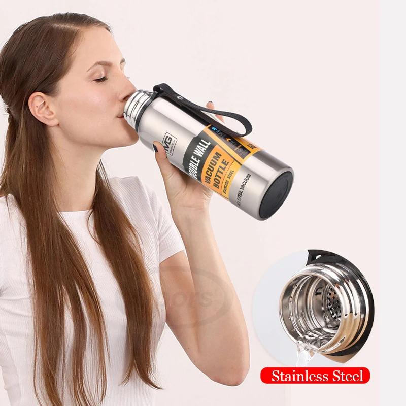 UPORS – Thermos Portable en acier inoxydable de grande capacité, flacon isolé avec corde, 500/700/10