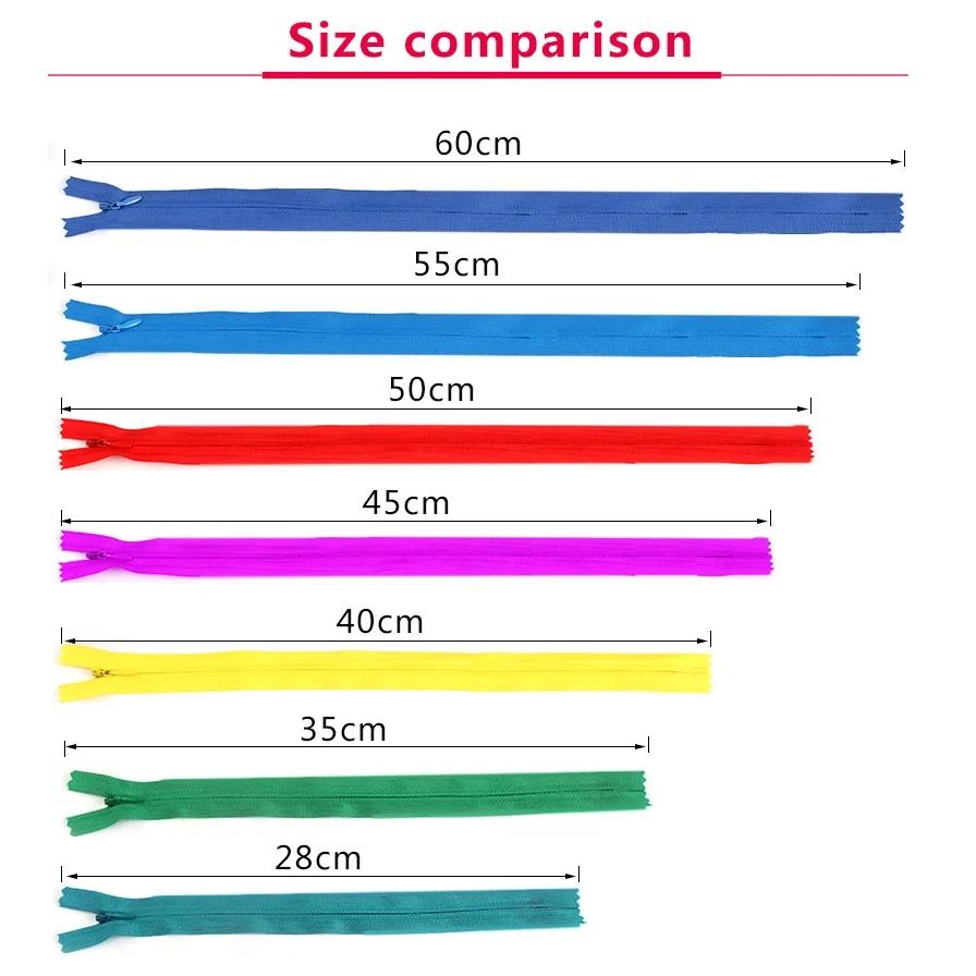 10 pièces/paquet 28cm 35cm 40cm 45cm 50cm 55cm 60cm 3 # Fermeture éclair Invisible en Nylon, bobin