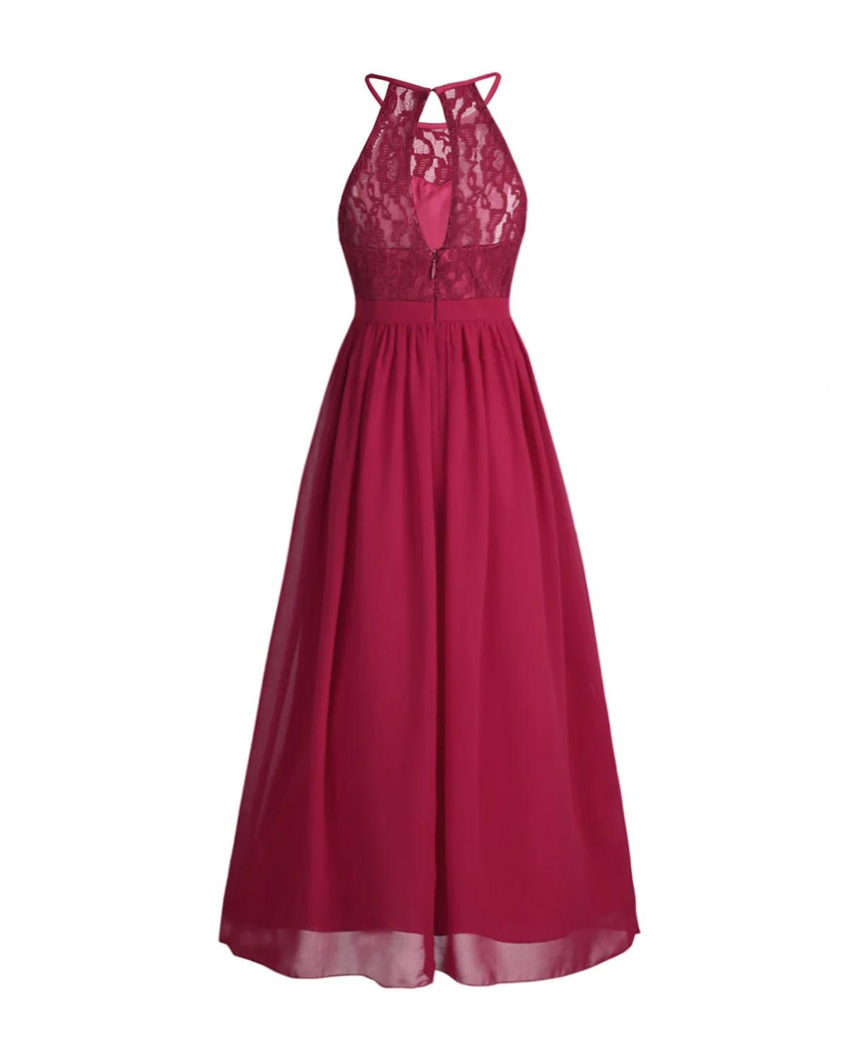 Robe de demoiselle d'honneur en mousseline de soie pour filles, licou en dentelle, princesse, mariag