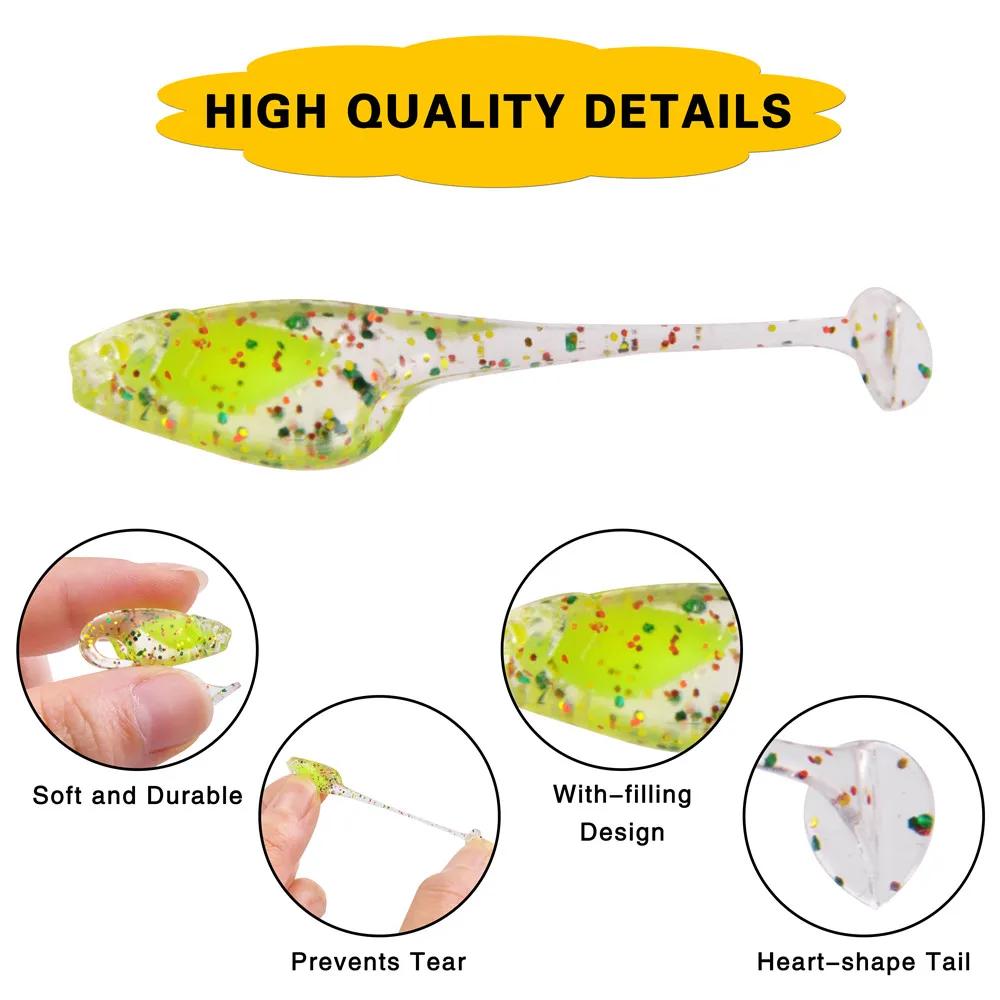 30 pièces Silicone souple lumineux flottant leurre de pêche 5 cm 1g appât artificiel souple nageurs