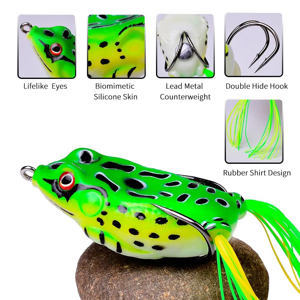 Leurre de pêche en forme de grenouille avec hameçons, appât Élen plastique souple avec yeux 3D, 5g,