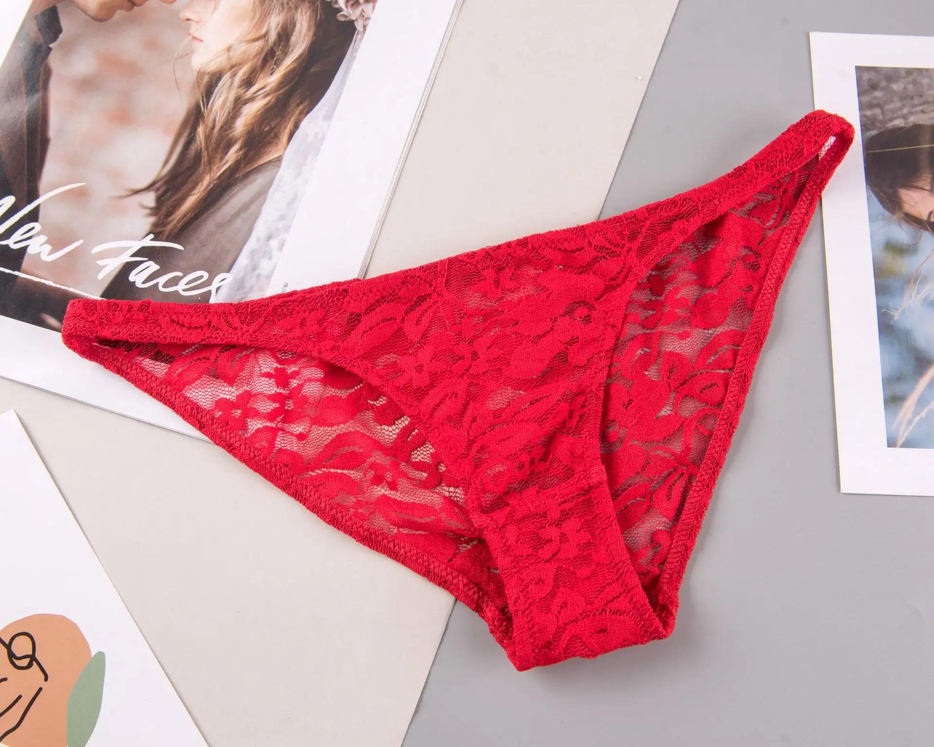 Sous-vêtements sexy en dentelle pour femmes, culotte transparente, slip confortable, taille basse, c