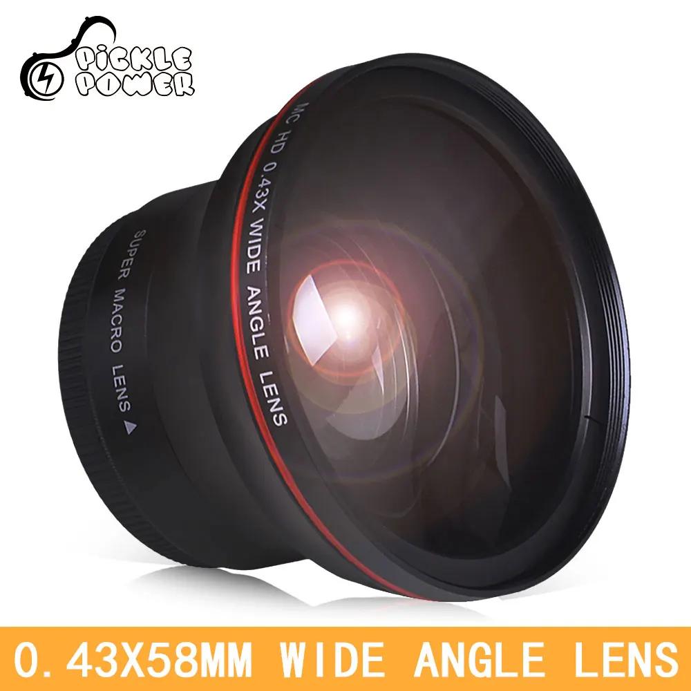 Objectif de caméra grand Angle HD professionnel 52 55 58MM 0.43x, Macro pour Canon EOS Rebel 77D T7i