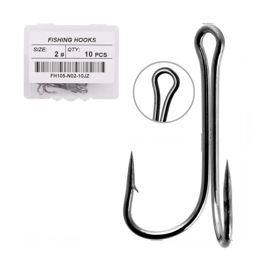 Boîte de 10 hameçons de pêche à la double grenouille, accessoire pour leurre souple, tête plombée