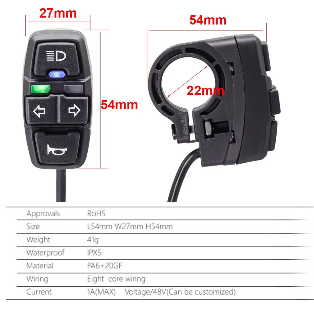 Jeu de feux arrière de frein avant de vélo électrique, pour batterie 36V 48V, contient un interrupte