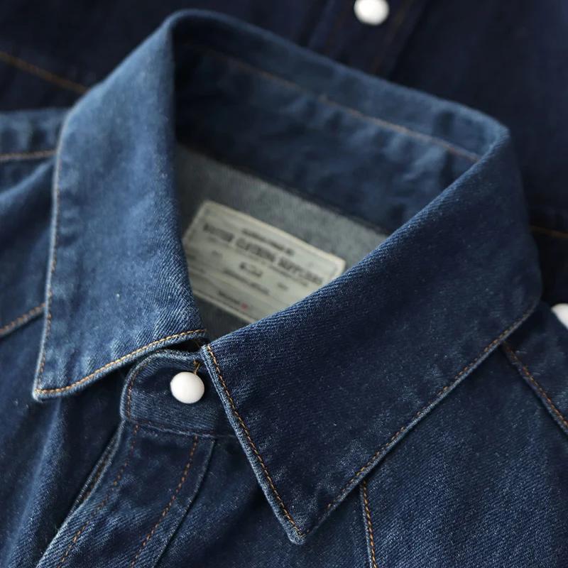 Chemise en jean western lourd pour hommes, manteau de chemisiers d'outillage épaissi, chemise décont