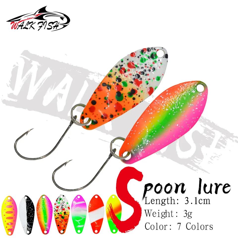 WALK FISH 1PC Pesca cuillère appât 3g 31mm leurre de pêche en métal avec crochet unique appât dur le