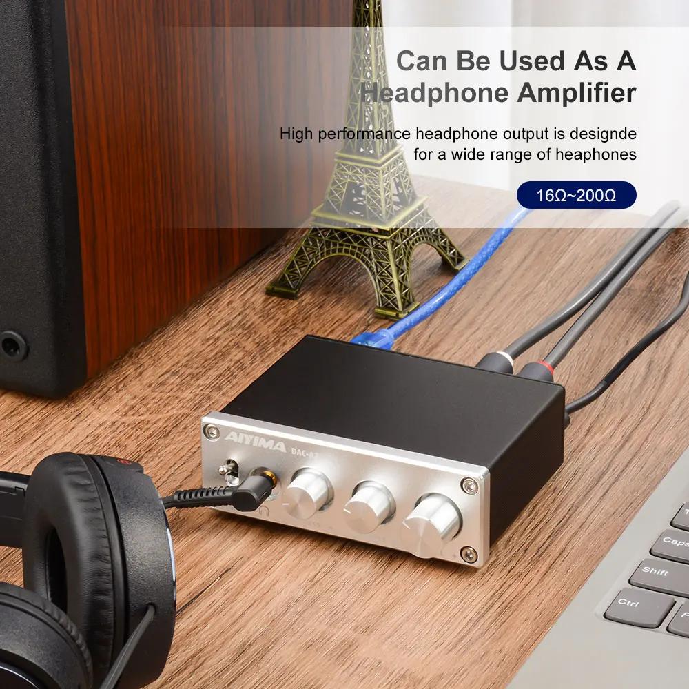 AIYIMA Amplificateur DAC-A2 2.0 Hifi Décodeur Numérique USB Radiateur Audio Sauna Téléphone Amplific