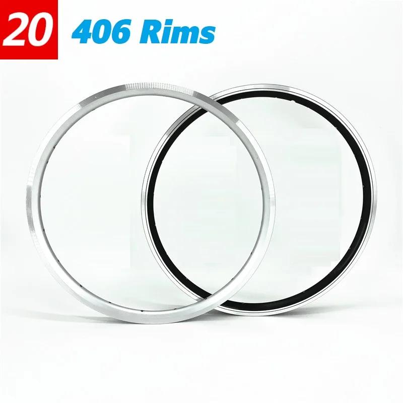 20 "406 jantes de vélo pliantes Double paroi jante en alliage d'aluminium Valve Schrader 20H 24H 28H