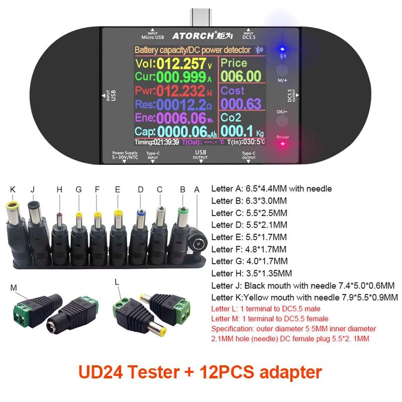 Testeur USB type-c DC5.5, voltmètre numérique, ampèremètre, batterie externe, détecteur de tension d
