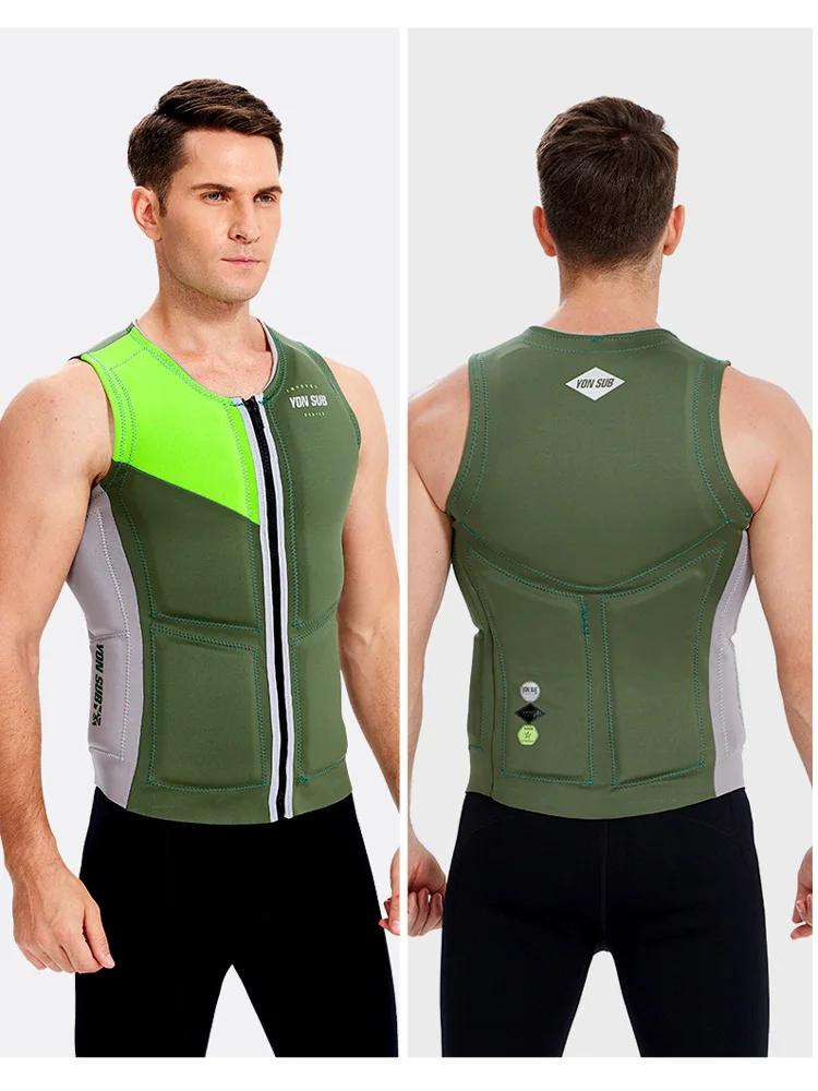 Gilet de sauvetage en néoprène avec fermeture éclair pour adulte, veste de flottabilité pour sports