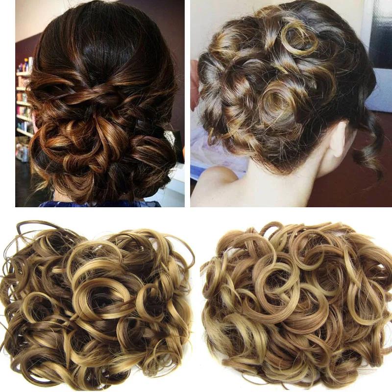 Jeedou synthétique Updos cheveux bouclés Chignon pince sur cheveux Chignon Pad Style rétro femmes po