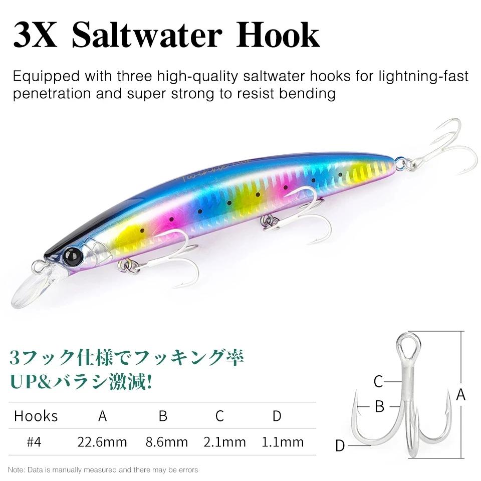 TSURINOYA-Leurre méné rigide flottant DW111, appât Élidéal pour la pêche au bar en mer, 130mm, 23g,