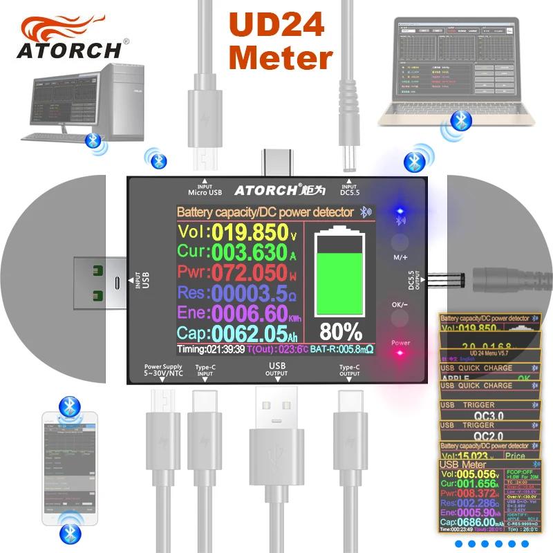 Testeur USB type-c DC5.5, voltmètre numérique, ampèremètre, batterie externe, détecteur de tension d