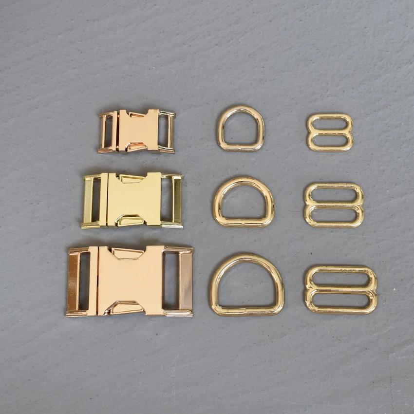 1 ensemble de 3 pièces de quincaillerie métallique pour sangle (15mm/20mm/25mm) : anneau en D, ajust