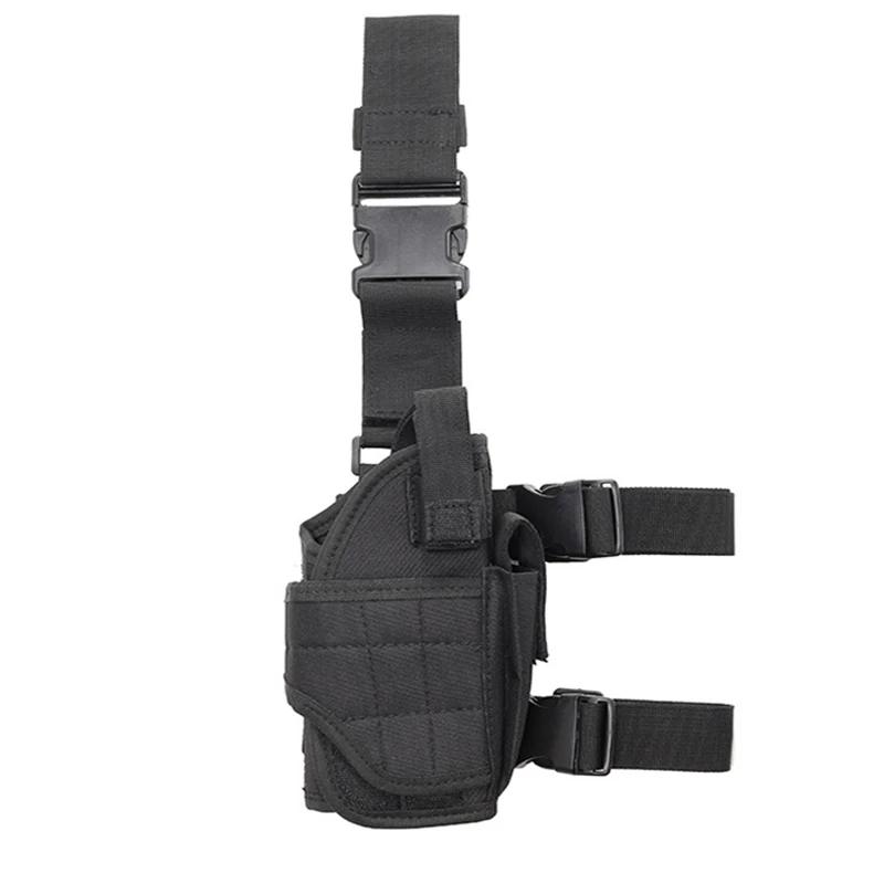 Étui tactique en cuir pour fusil court à porter à la cuisse, avec sangle de fixation pour la chasse,
