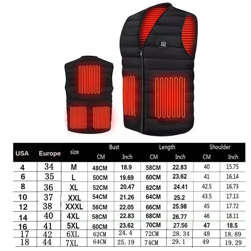 Hommes automne hiver chauffage intelligent coton gilet 9 zones chauffé col en V gilet femmes en plei