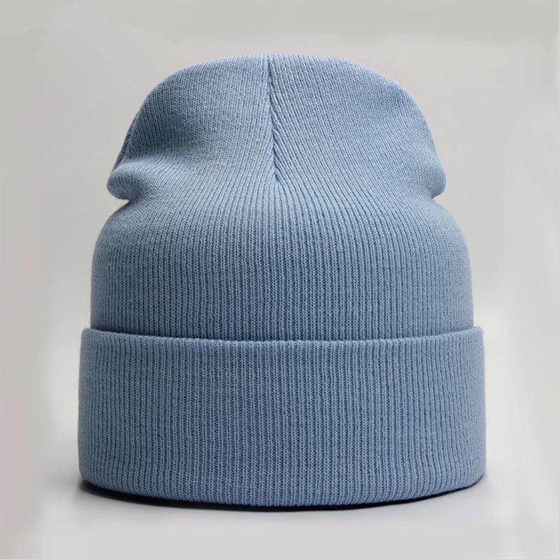 Bonnet unisexe solide automne hiver mélanges de laine doux chaud bonnet tricoté hommes femmes SkullC