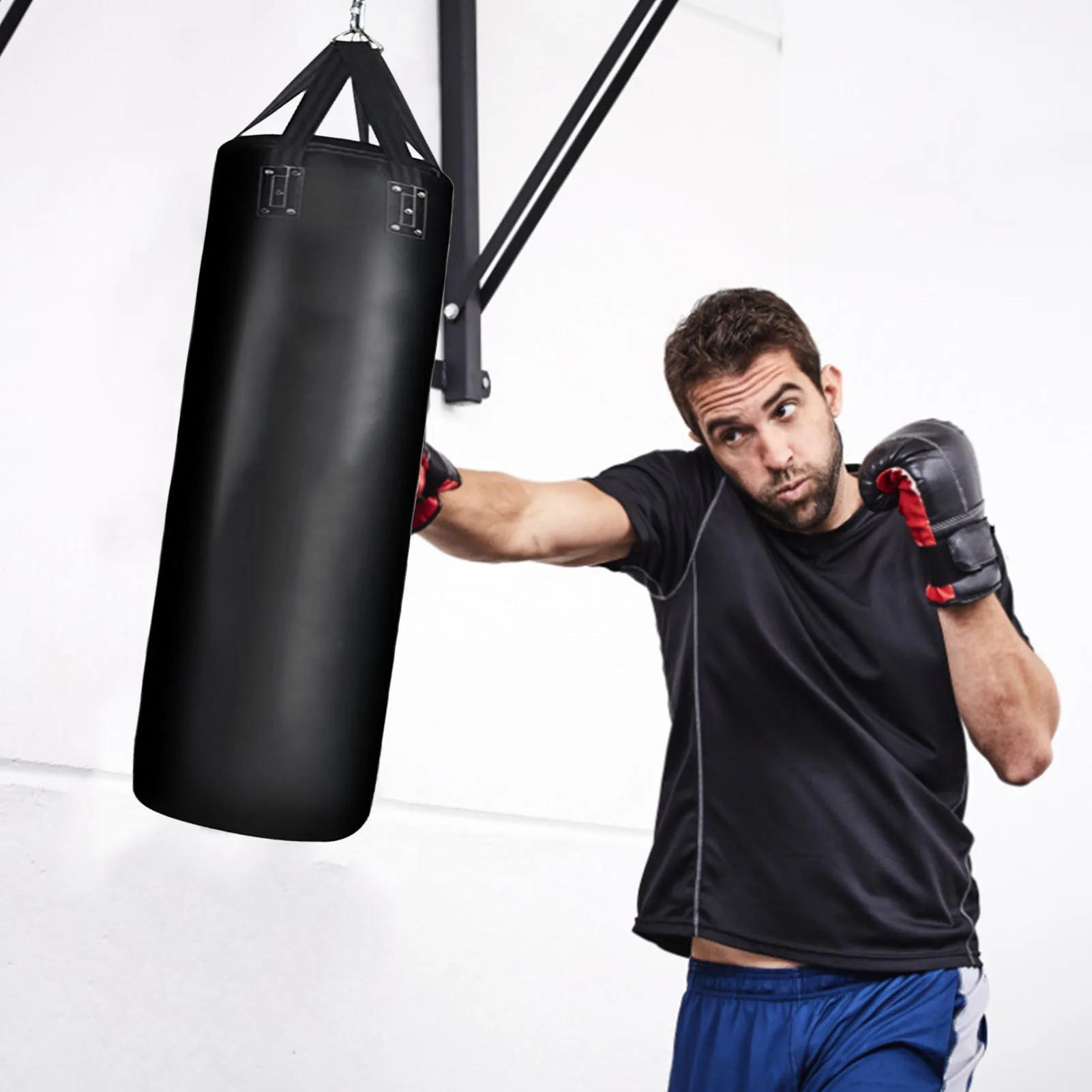 Sac de boxe en cuir PU, équipement de fitness, sac de frappe, entraînement de boxe, MMA, Muay Thai,