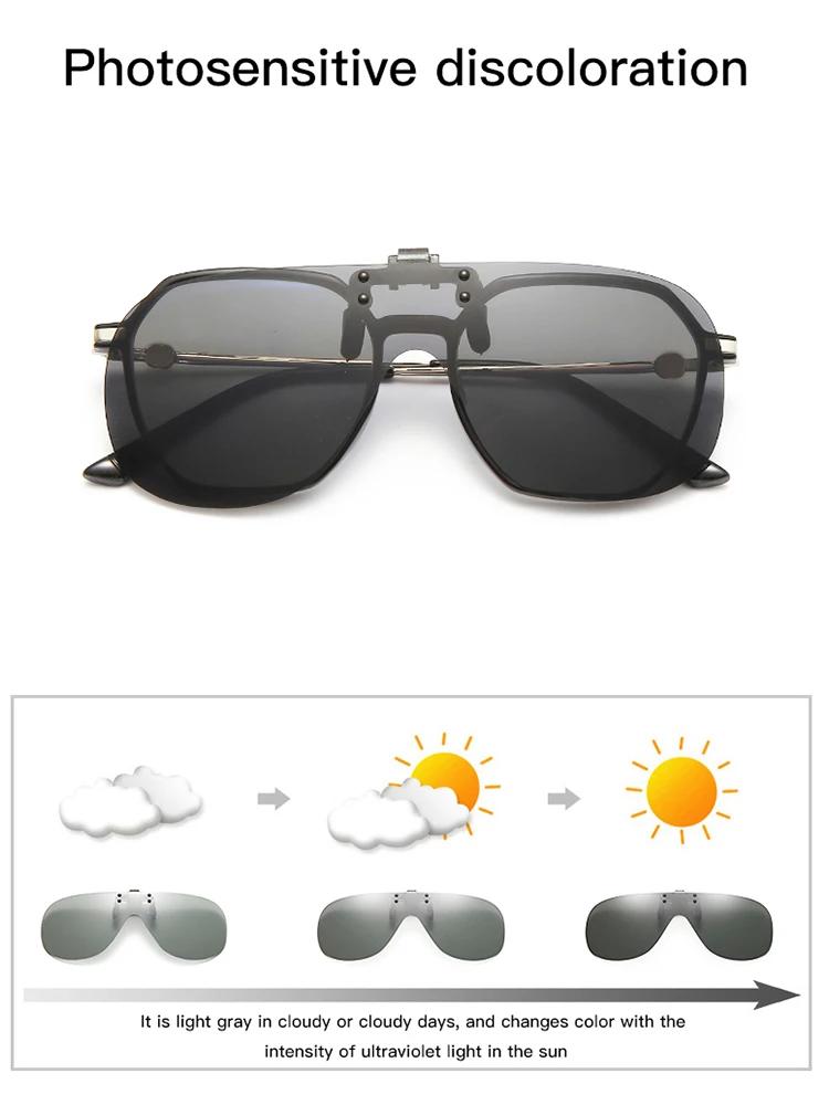 VIVIBEE Flip Up Clip sur lunettes de soleil polarisées pêche hommes lentille grise conduite UV400 Av
