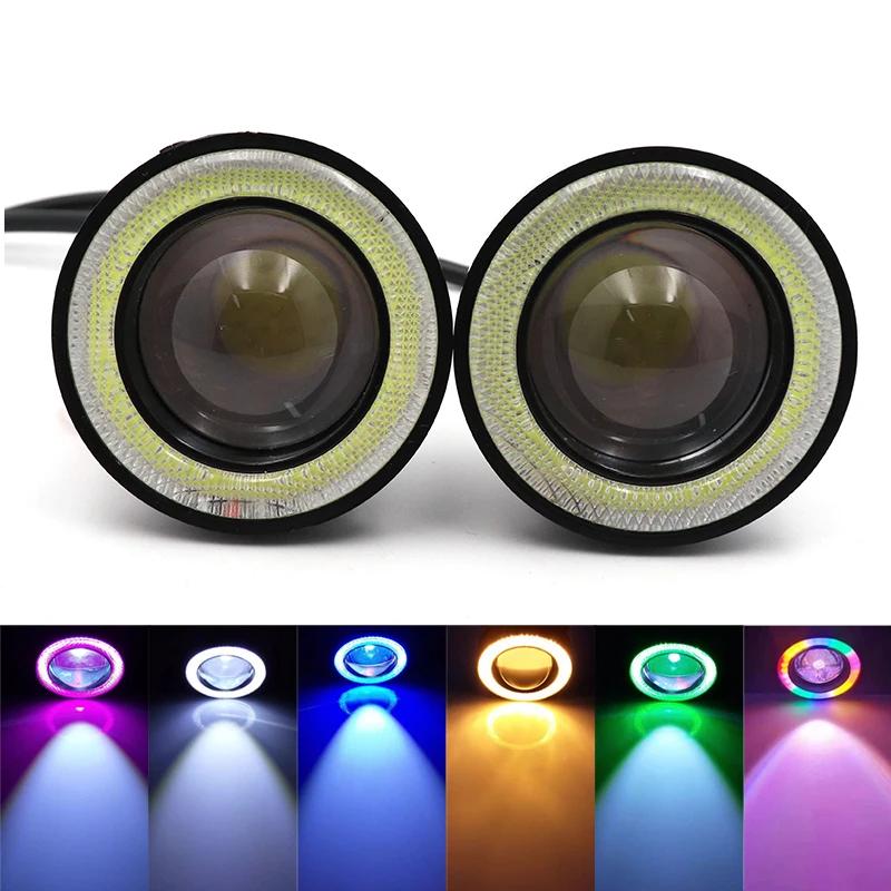 2 pièces 3.0 Angel Eyes antibrouillard 12V universel 2.5 COB LED lampe DRL 3.5 feux de conduite blan