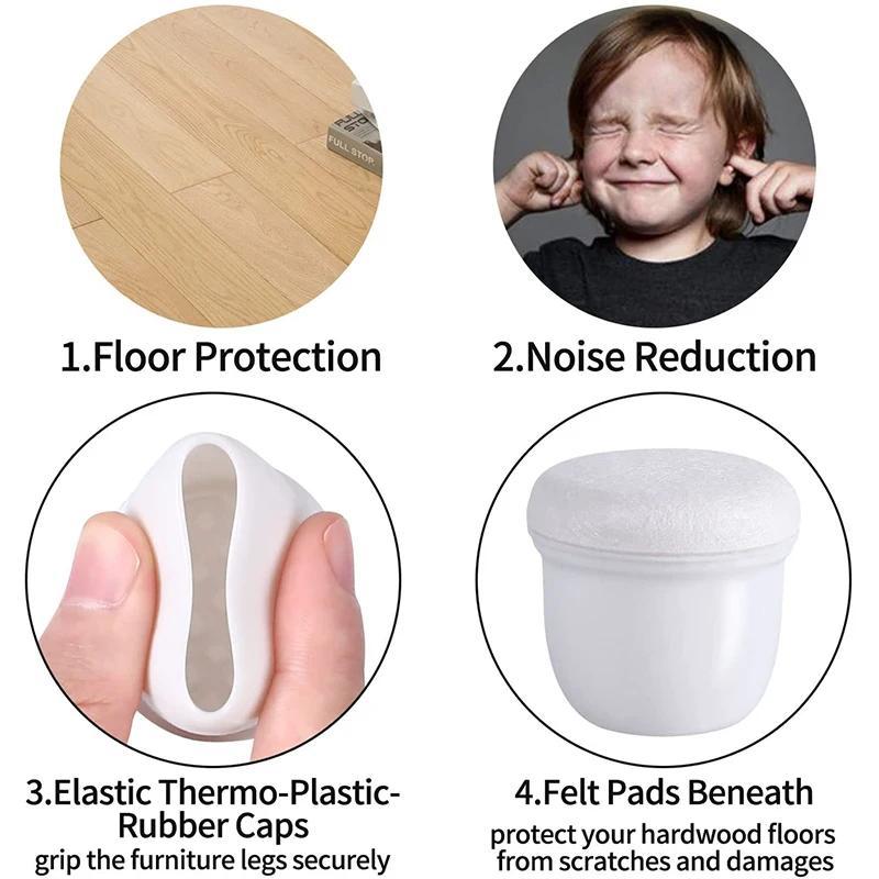 Protecteurs de pieds de chaise de table transparents, capuchons ronds et carrés pour meubles, couvre