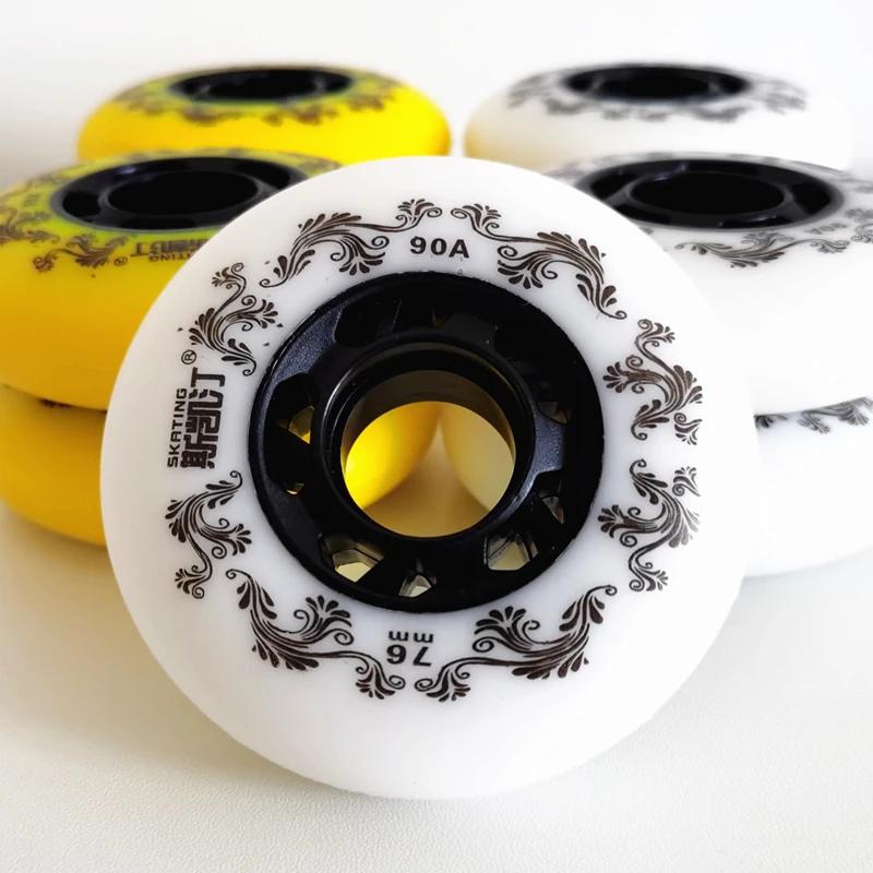 Roues patins à roulettes 8 pièces 72-80mm - Roues freestyle 90A durable blanc/jaune