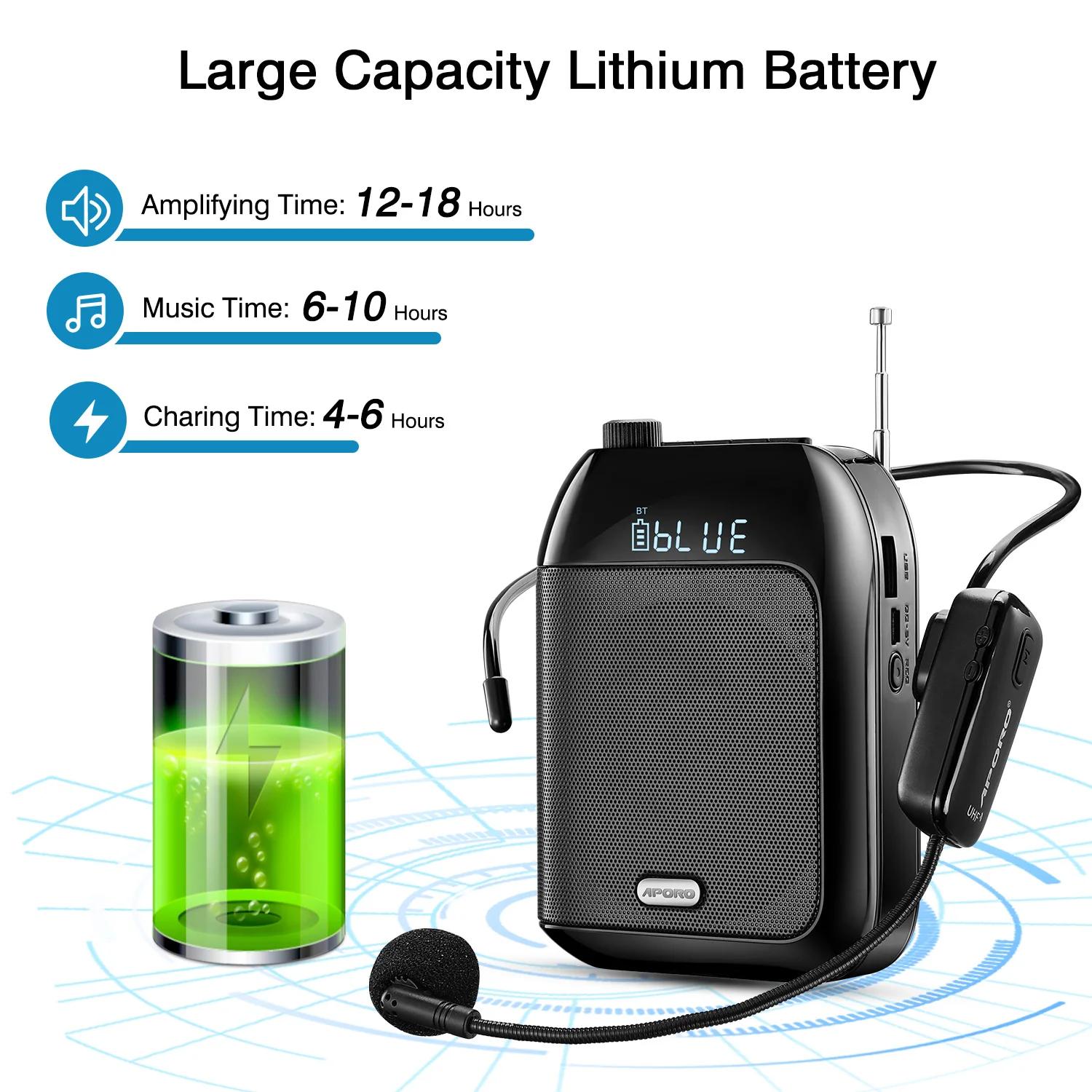 Amplificateur vocal sans fil Bluetooth UHF, Portable, pour enseigner les conférences, Guide touristi