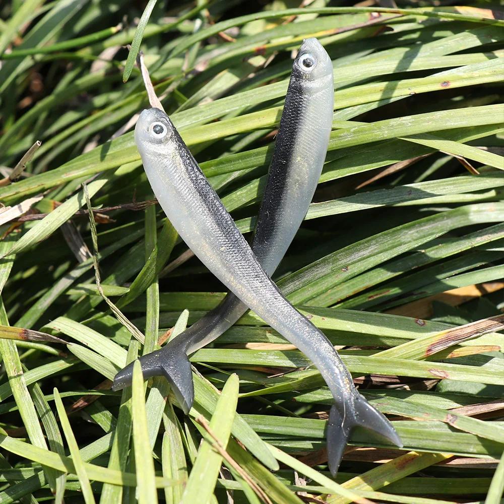Leurre souple en silicone argenté, 10 pièces, appât Élidéal pour la pêche à l'alose, à la perche, au
