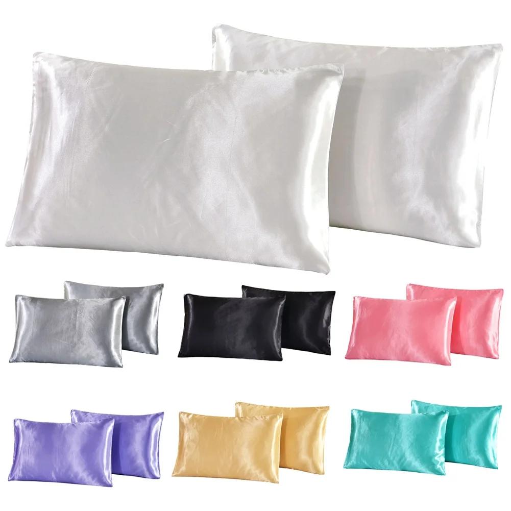 Taie d'oreiller en Satin de soie Queen, 1 pièce, housse de literie pour la maison, oreiller lisse, r