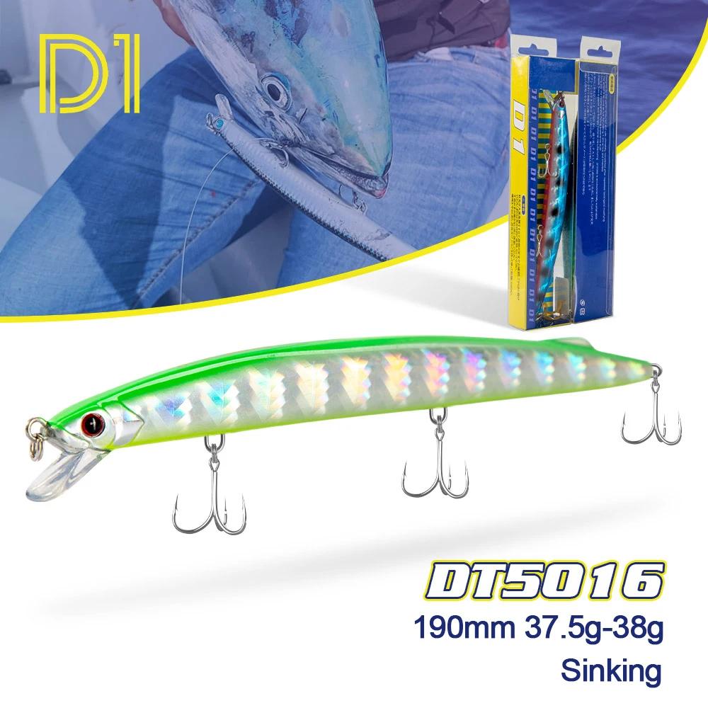 Leurre de pêche en mer D1 190mm 37.5g-38g, leurres minnow coulants, profondeur 0.6-0.9m, pour barrac