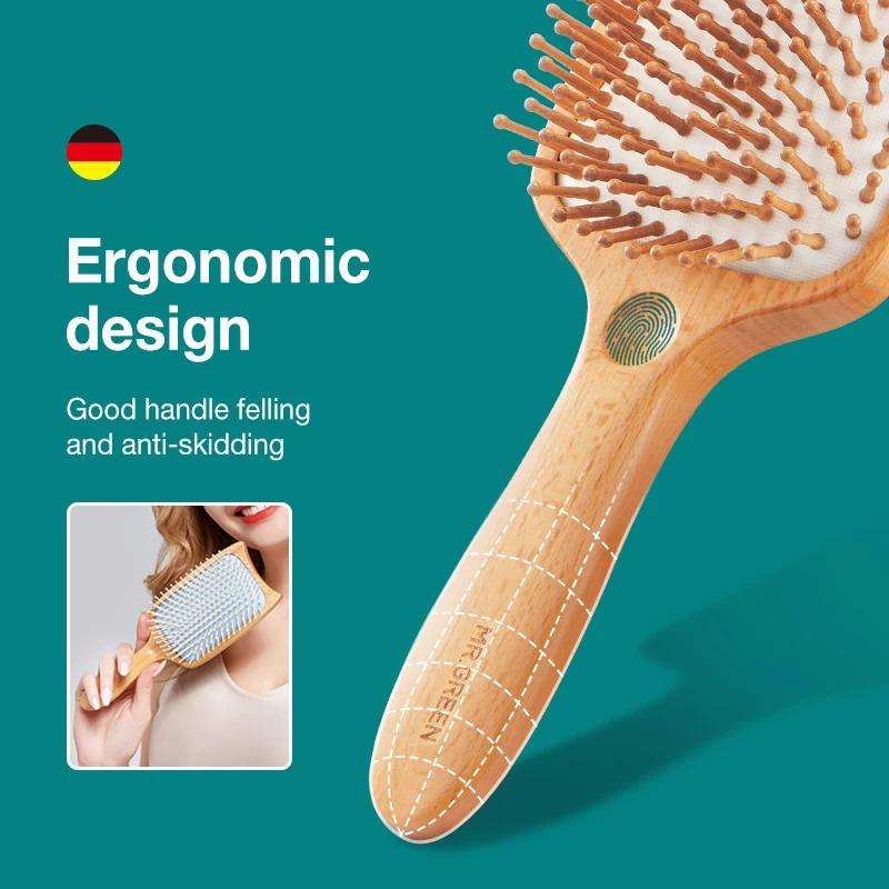 MR.GREEN brosse à cheveux large planche de Massage tête de chat en hêtre naturel Design peigne Gasba