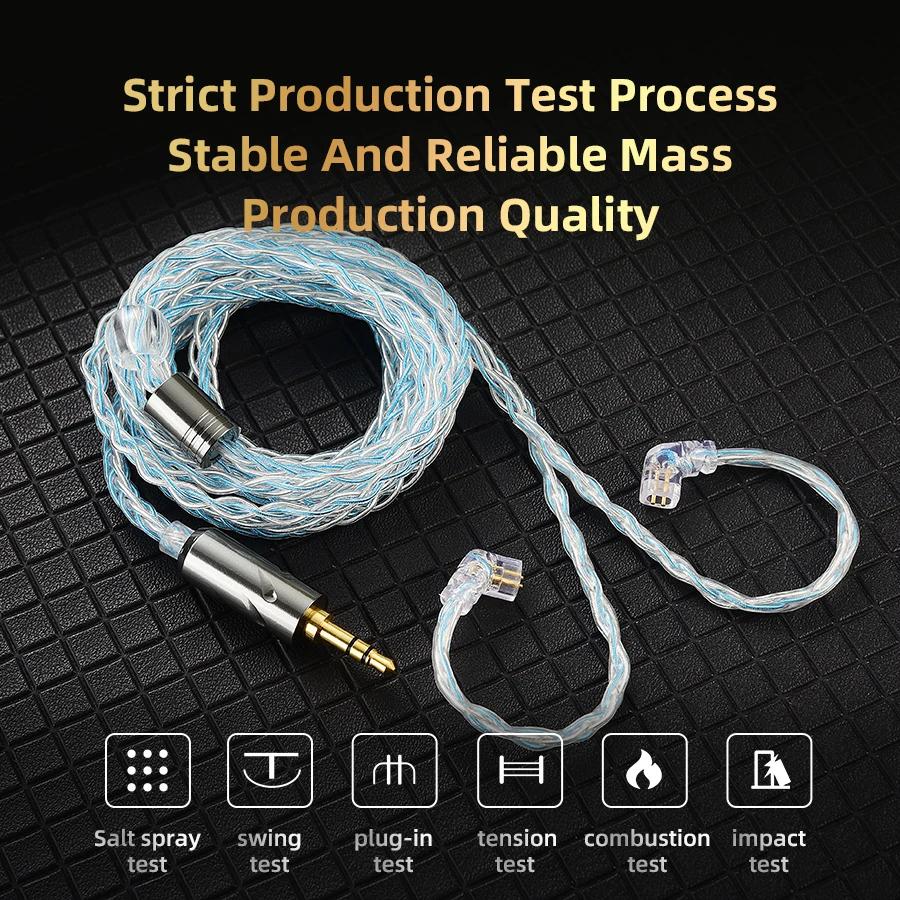 QKZ T1 câble pour écouteurs Type QDC câble de mise à niveau en cuivre plaqué argent 3.5mm casque fil