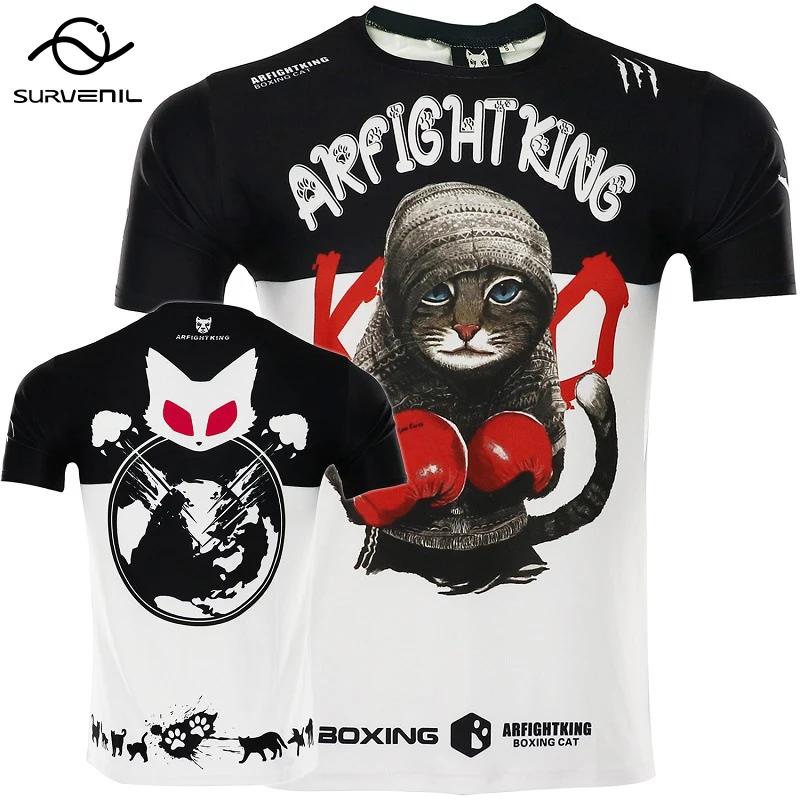 T-shirt de compression en coton pour homme, maillot MMA Rashguard, Tiger Dragon Muay Thai, Kick Boxi
