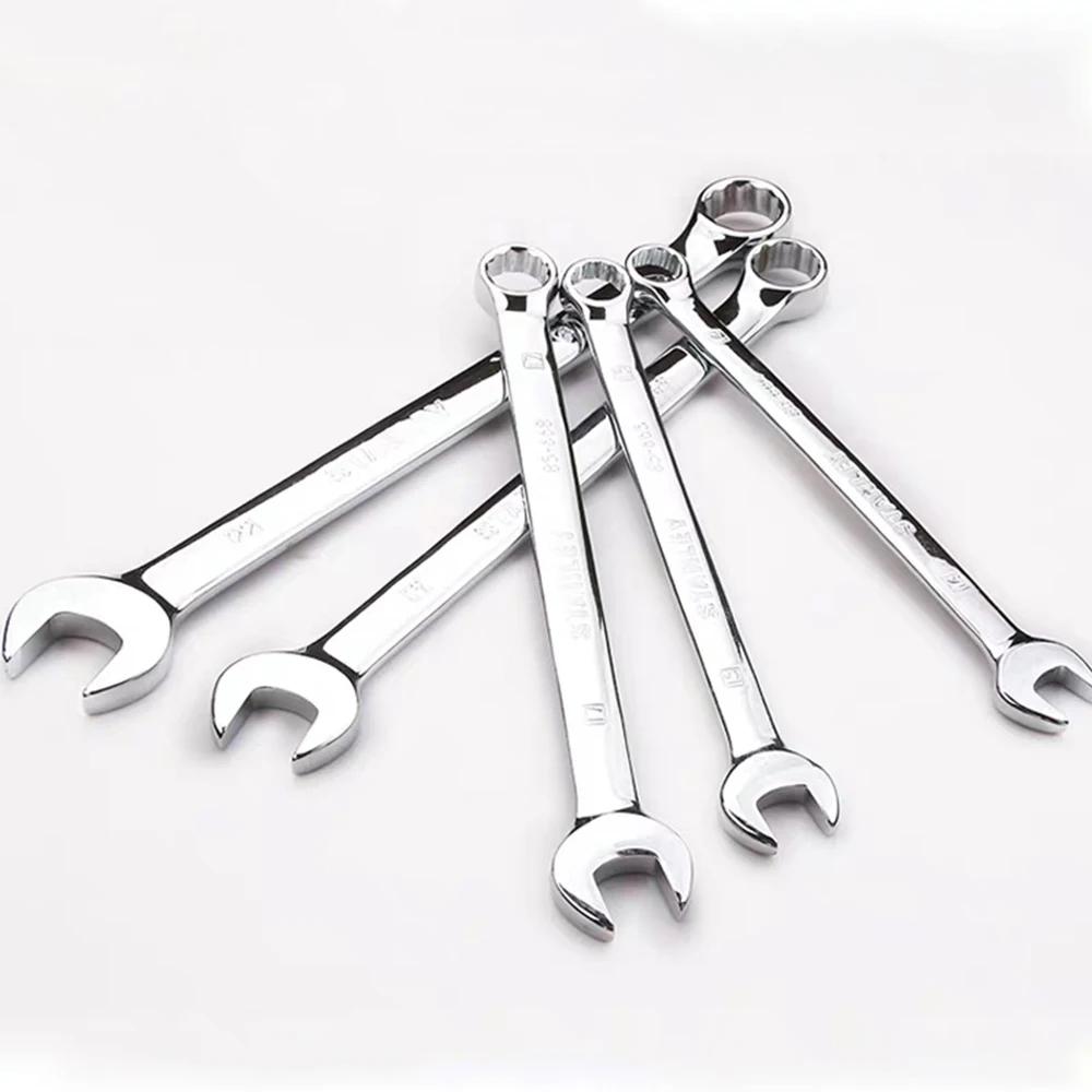 Clé à cliquet à extrémité ouverte en fleur de prunier à double usage, clés combinées 6MM-32MM, coupe