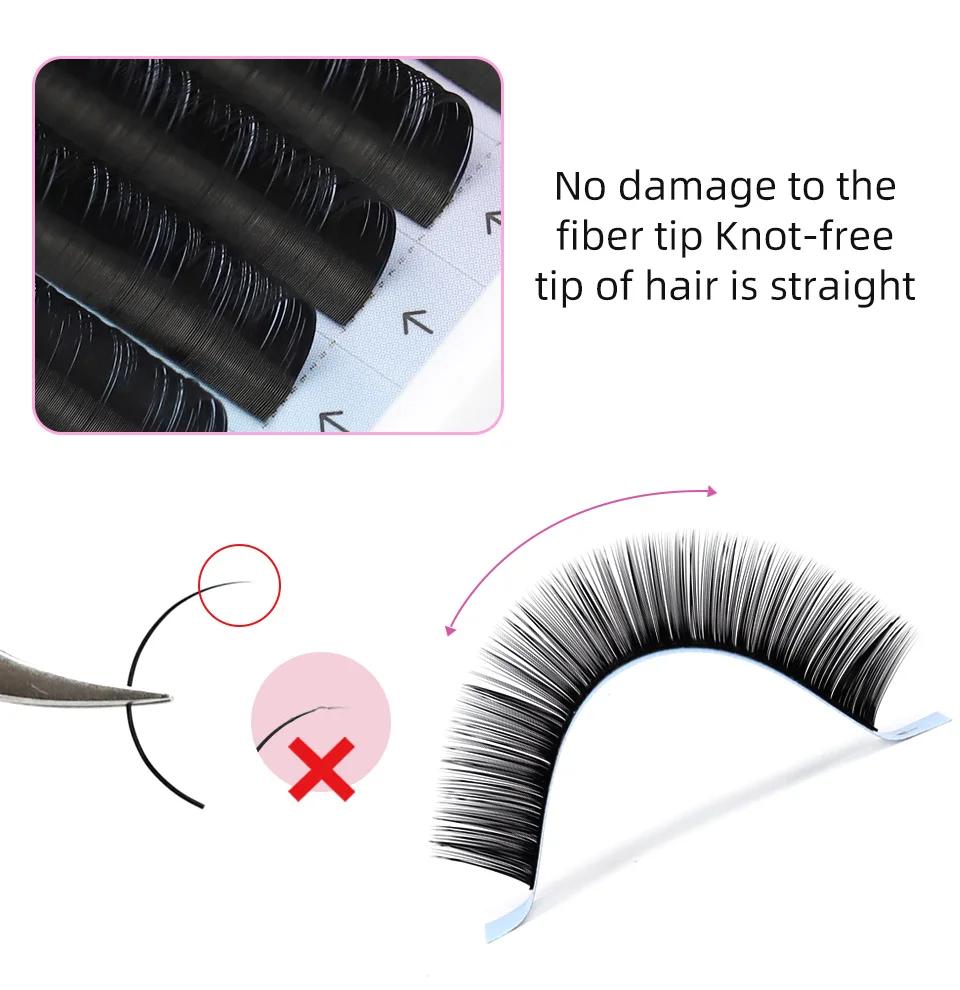 Rujade 5 cas / lot faux extensions de cils noir russe rouleau soie cils réguliers classiques extensi