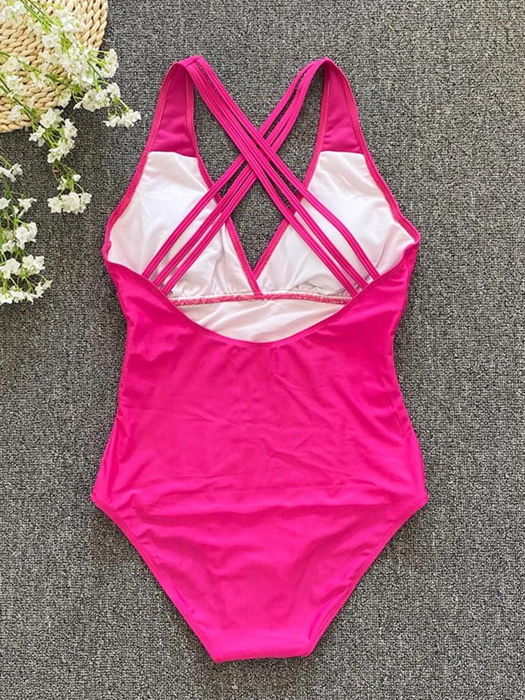 Maillot de bain une pièce Sexy, Bandage croisé, dos nu, Push Up, Monokini, pour baigneurs, vêtements