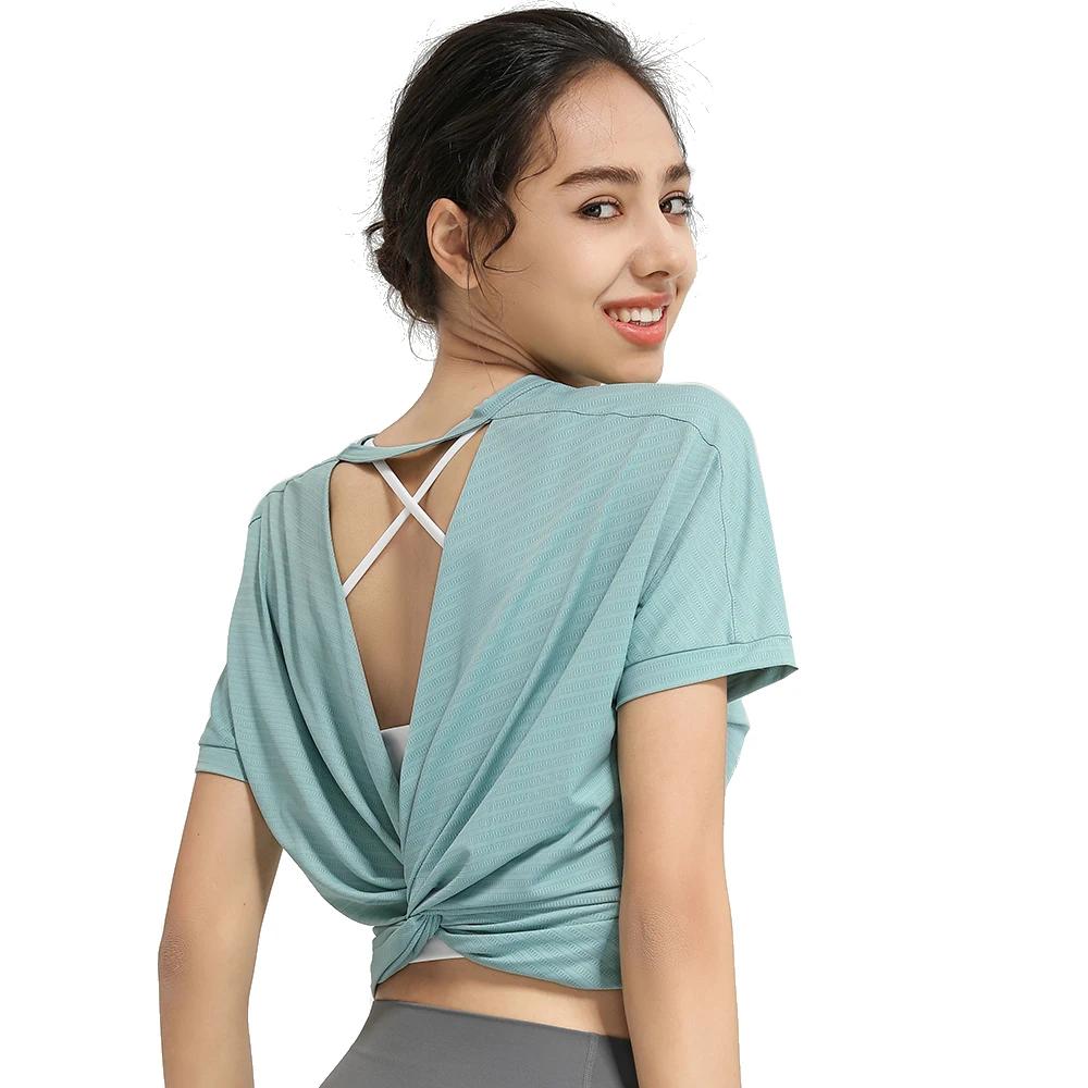Chemisier de sport en Nylon pour femmes, haut court décontracté, pour Fitness, dos nu, respirant, Gy