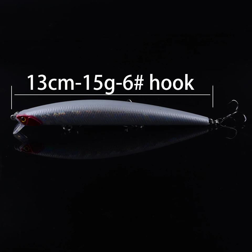 Leurre méné flottant avec yeux 3D, appât artificiel puissant pour la pêche en mer, 13cm, 15g, 1 pièc