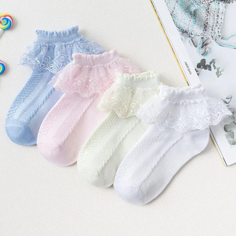 10 paires/lot bébé filles enfants chaussettes dentelle à volants princesse maille enfants cheville c