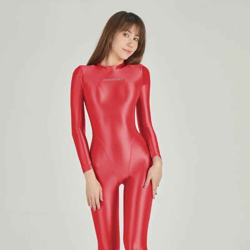 Maillot de bain une pièce brillant unisexe combinaison sport grande taille sexy nouveau