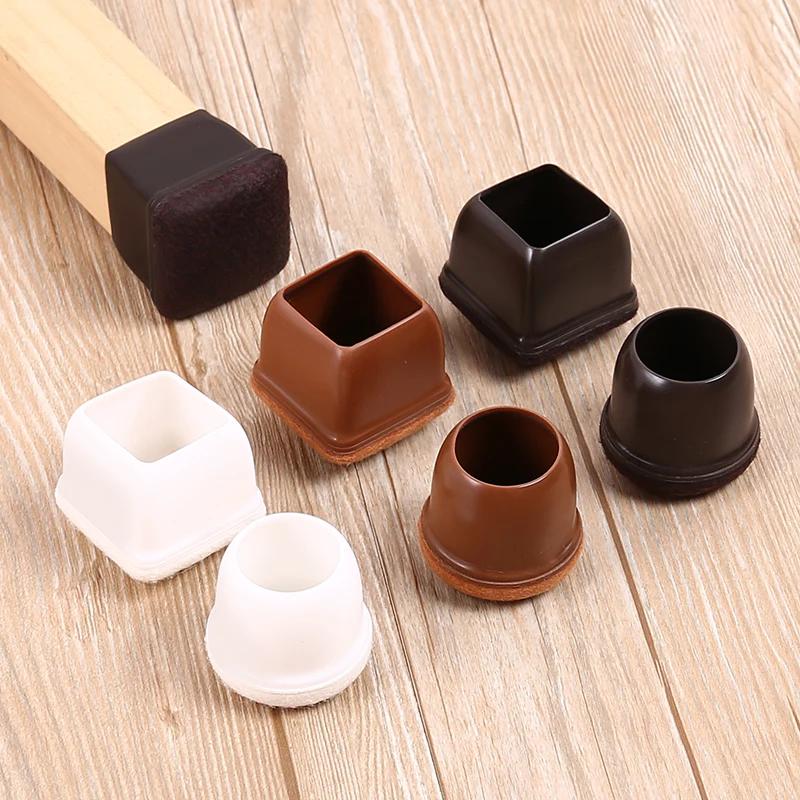 Protecteurs de pieds de chaise de table transparents, capuchons ronds et carrés pour meubles, couvre